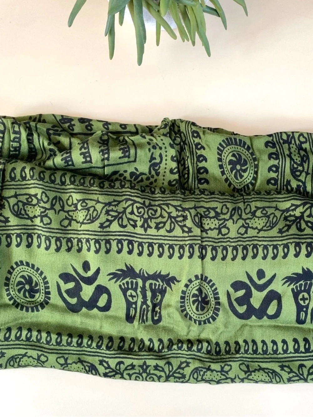 Indian Hindi Spiritual Meditation Shawl Wrap Scarf in Olive Green